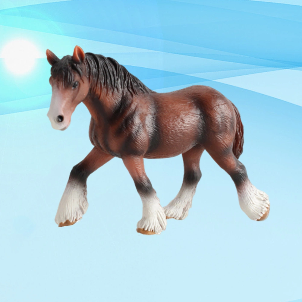 1PC Simulation Clydesdale Horse Model Plastic Animal Ornament Desktop Adornment Kids Toy for Home Shop(Brown)