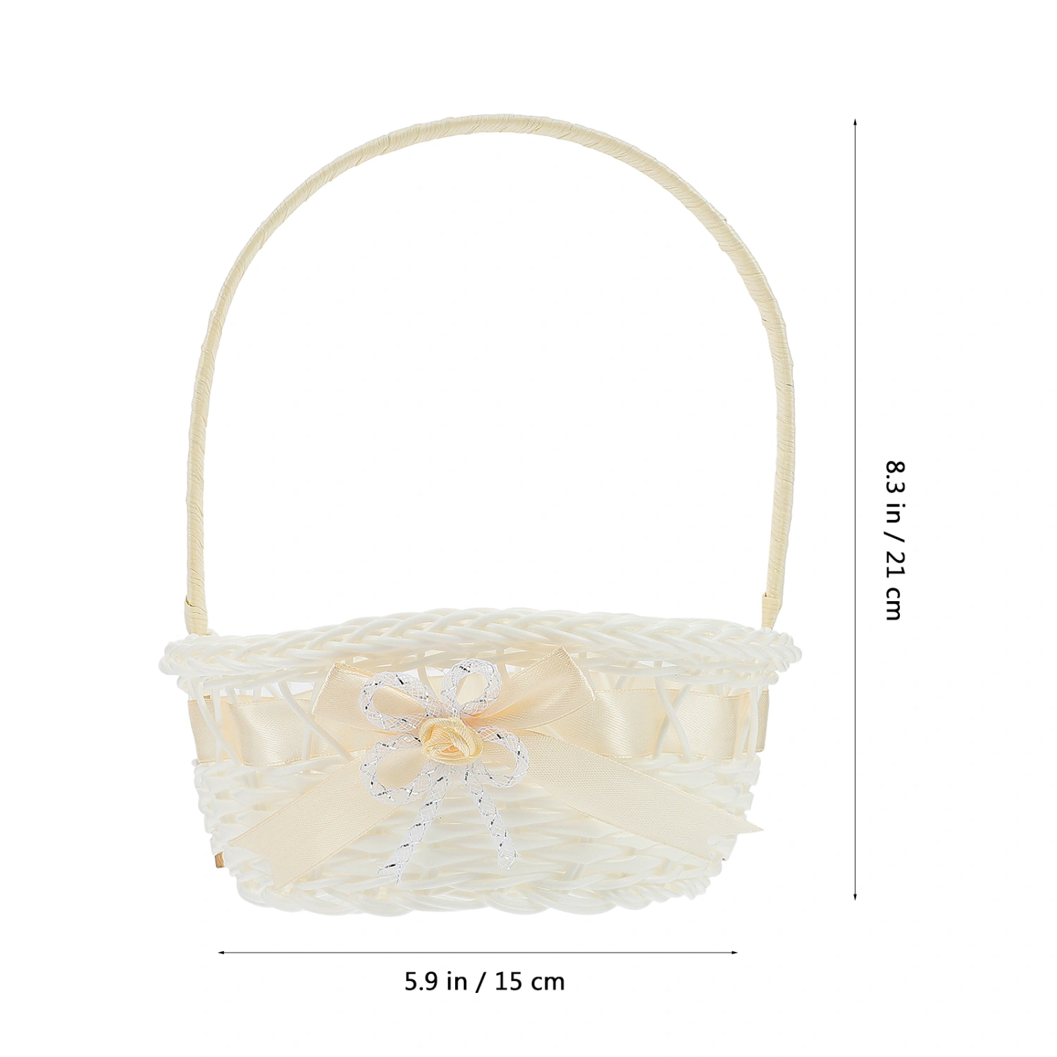 Plastic Wicker Flower Basket Handle Picnic Basket Fruit Basket Woven Hand Basket