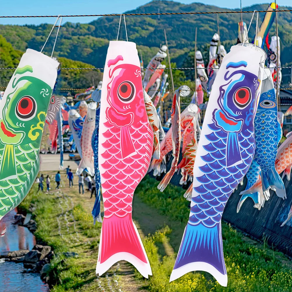 3pcs Fish Windsock Japanese Garden Decor Hanging Wind Flag Fish Party Decoration