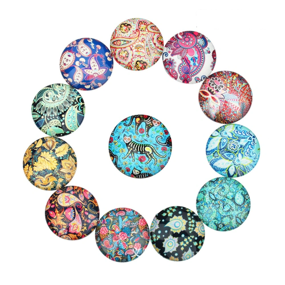 20PCS 25MM DIY Glass Patch Creative DIY Time Patches Round Shape Weird Creatures Glass Patches Stylish DIY Ethnic Style Pattern Glass Patches Delicate Printed Glass Patches for DIY Crafts Making (Mixed Color)