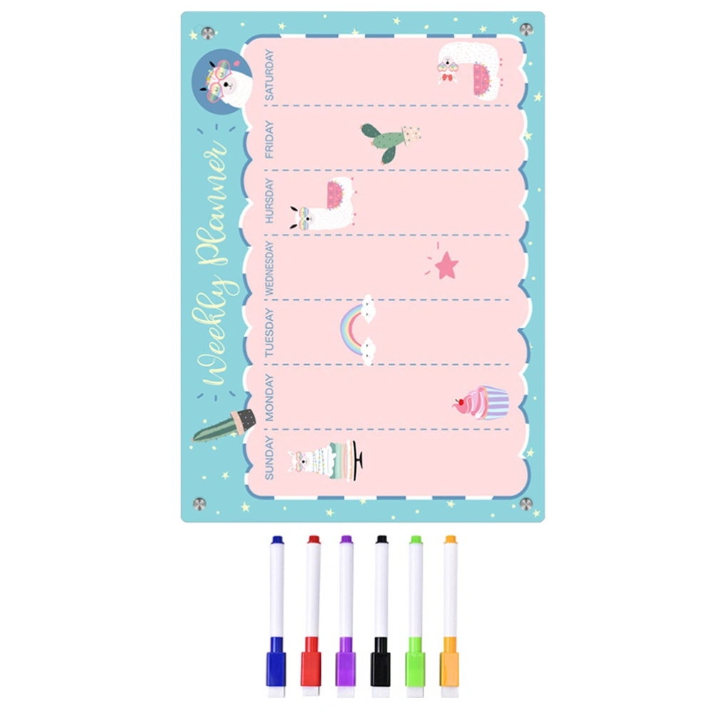 1 Set Cute Dry Erase Planner Board Magnetic Dry Erase Board Magnetic Acrylic Fridge Board