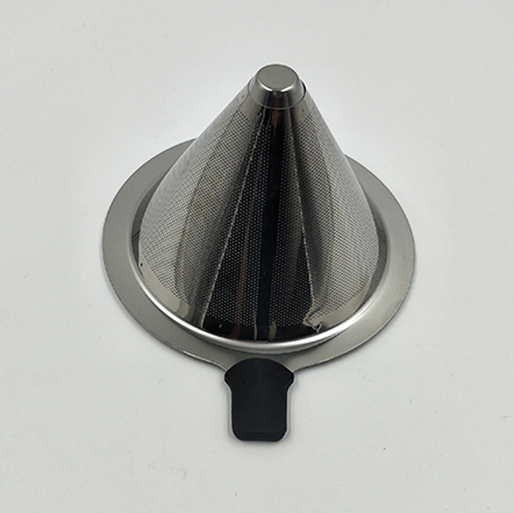 Stainless Steel Pour Over Coffee Cone Dripper Reusable Single Serve Coffee Maker (101x80mm)