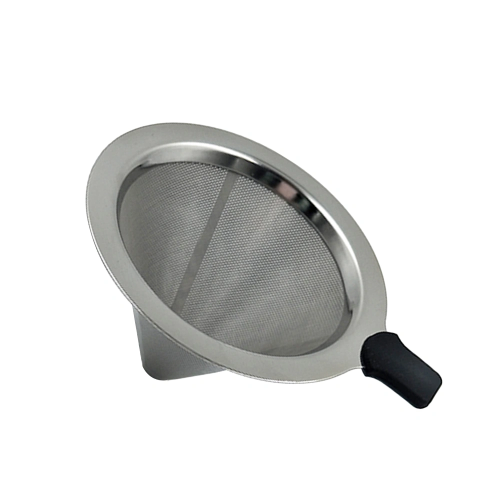 Stainless Steel Pour Over Coffee Cone Dripper Reusable Single Serve Coffee Maker (101x80mm)