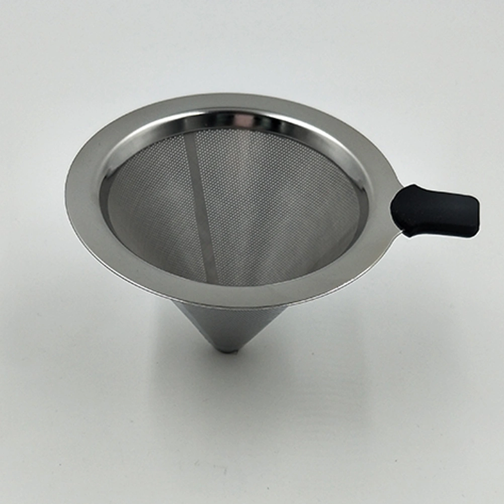 Stainless Steel Pour Over Coffee Cone Dripper Reusable Single Serve Coffee Maker (101x80mm)