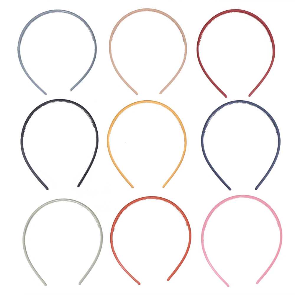 9pcs Hair Hoops Toothed Hair Band Anti-slip Headband All-match Hair Accessories Hair Decoration (Random Color)