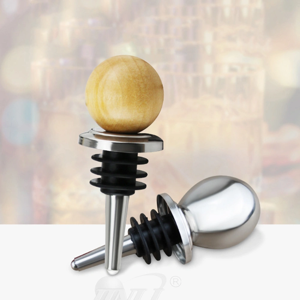 3PCS Stainless Steel Wine Corks Creative Bottle Plugs Beverage Stoppers for Home Restaurant Bar (Wood Cork 2.0)