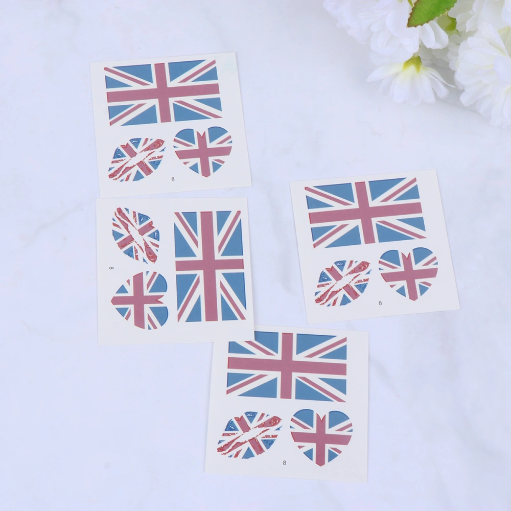 25 Sheets Disposable National Flag Stickers Temporary Waterproof Cheering Tattoos National Flag Decal for Sports s (UK)