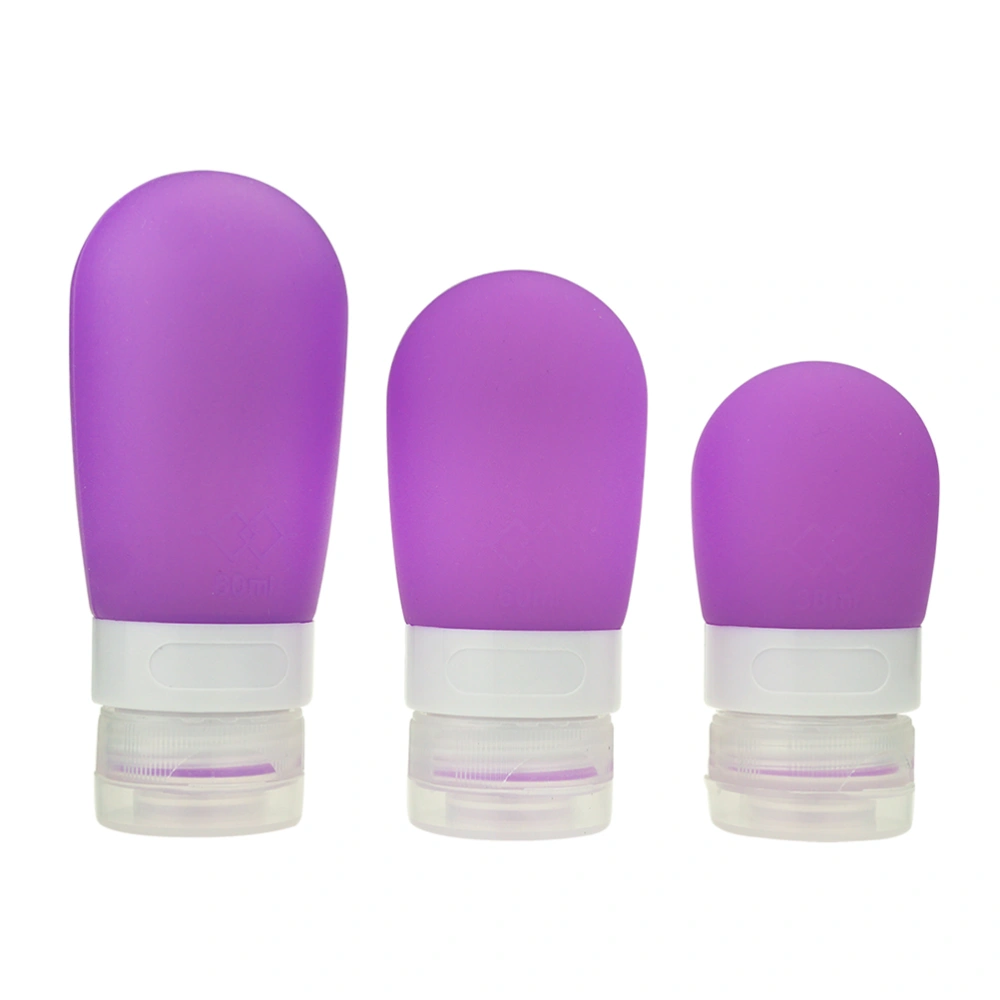 Portable Travel Bottle Soap Dispensers Silicone Bottles Countertop Lotion Containers 38ml (Purple)