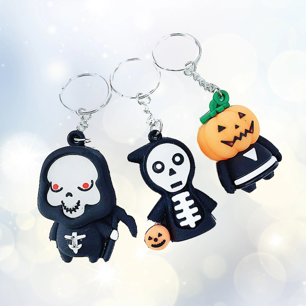 3pcs Halloween Keychains Pumpkin Decor Hanging Keyrings for Key Bag Phone (Number 1, 2, 3 Patterns)