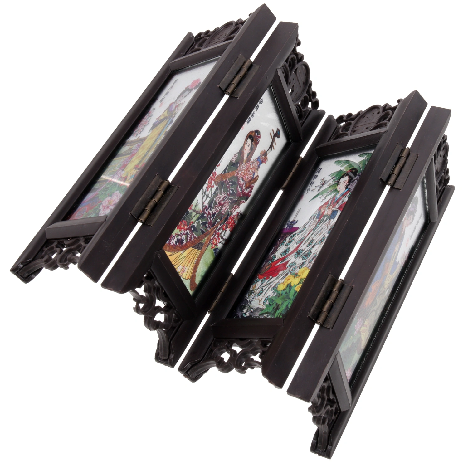 Chinese Style Retro Folding Small Screen Resin Panel Screen Room Divider (Four Great Beauties)