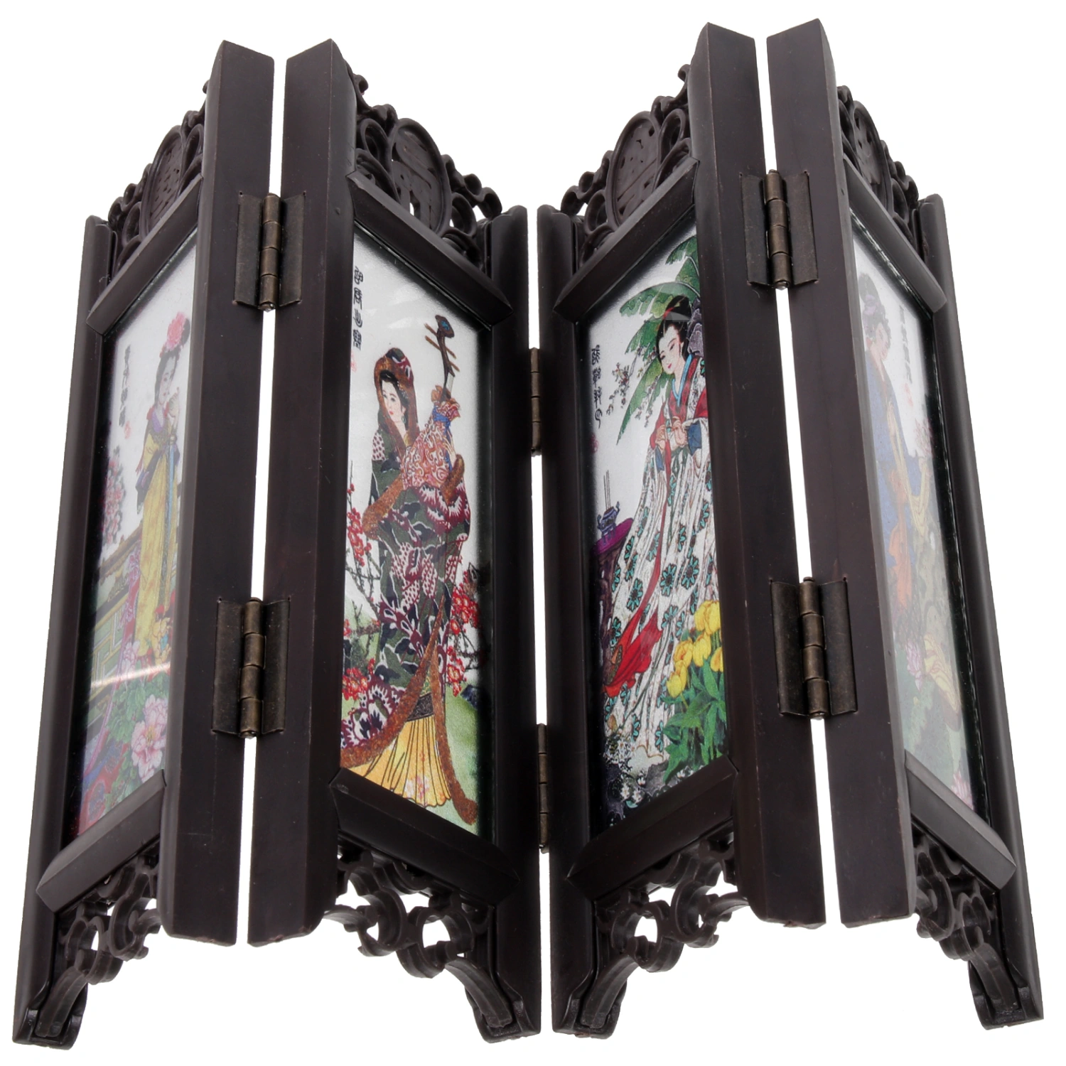 Chinese Style Retro Folding Small Screen Resin Panel Screen Room Divider (Four Great Beauties)