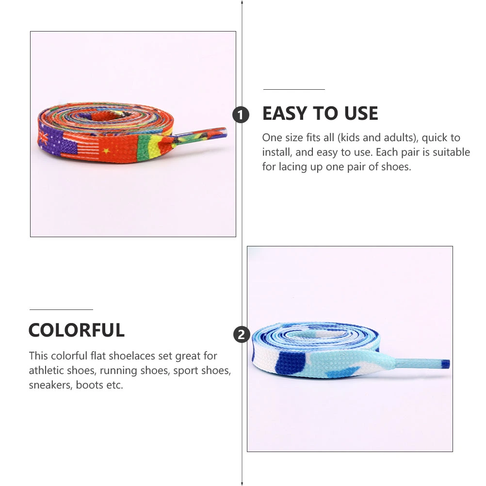 20Pcs Children Elastic Sneakers Laces Colorful Shoelaces Fashionable Shoe Ties