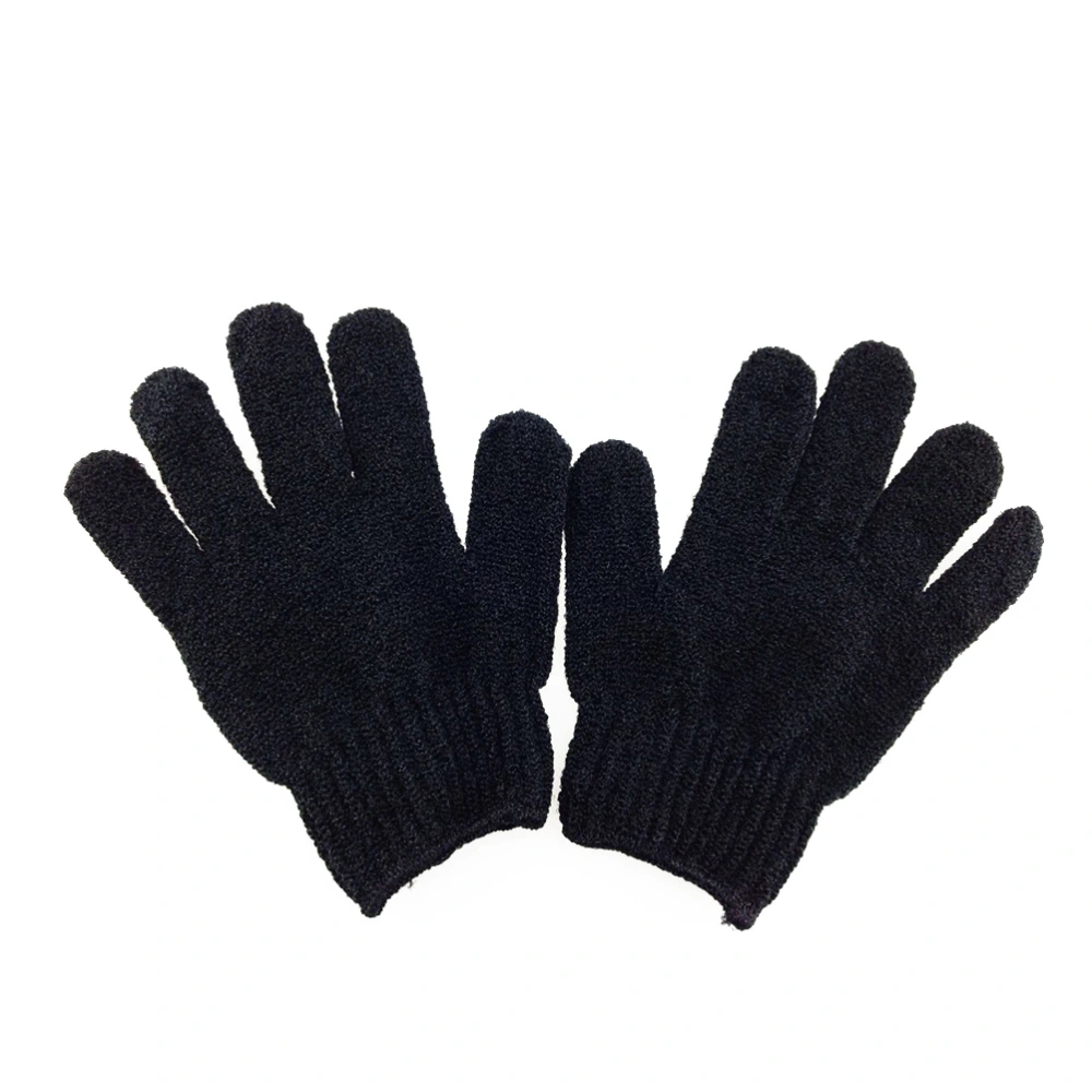 Pair of Bath Body Shower Exfoliating Gloves (Black)