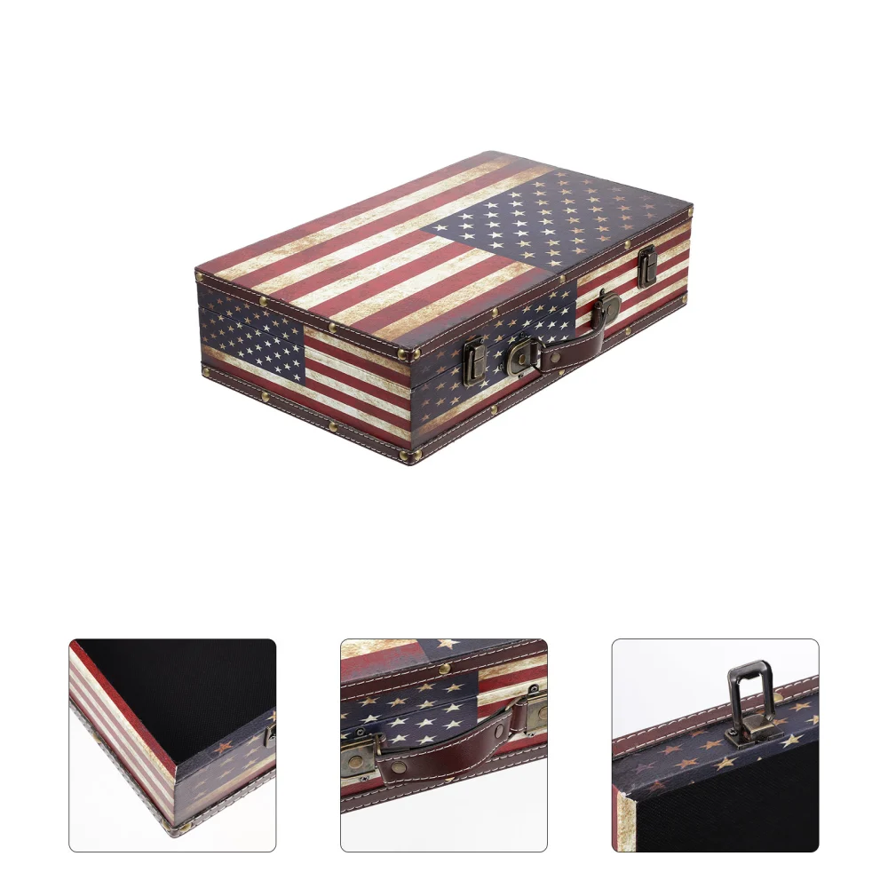 Vintage Style Suitcase National Flag Pattern Storage Case Portable Storage Box