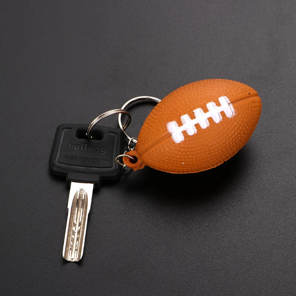 9pcs PU Rugby Pendant Keychain Rugby Pendant Keychain Creative Pendant Keychain (Mixed Color Rugby)