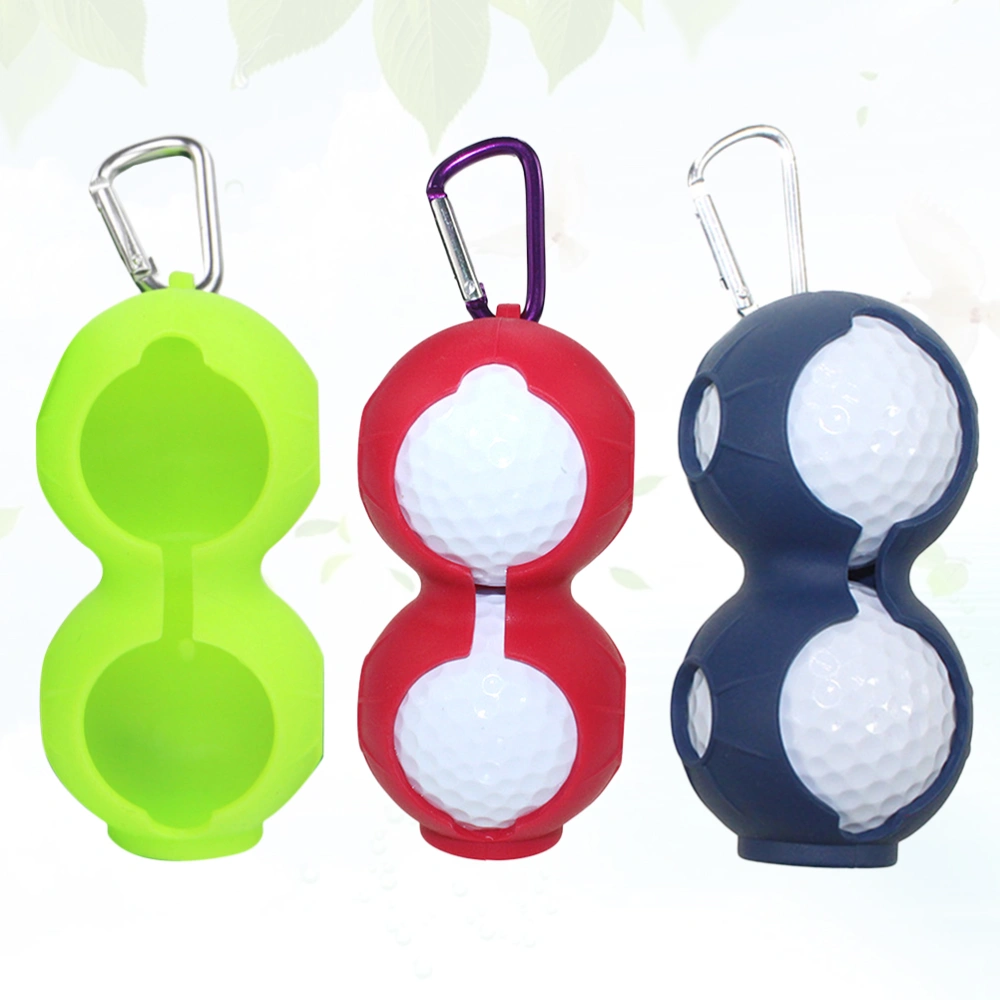 3pcs Silicone Ball Accessories Silicone Protective Cover Holder Cover Bag Portable Ball Case with Keyring(Red/Blue/Green)