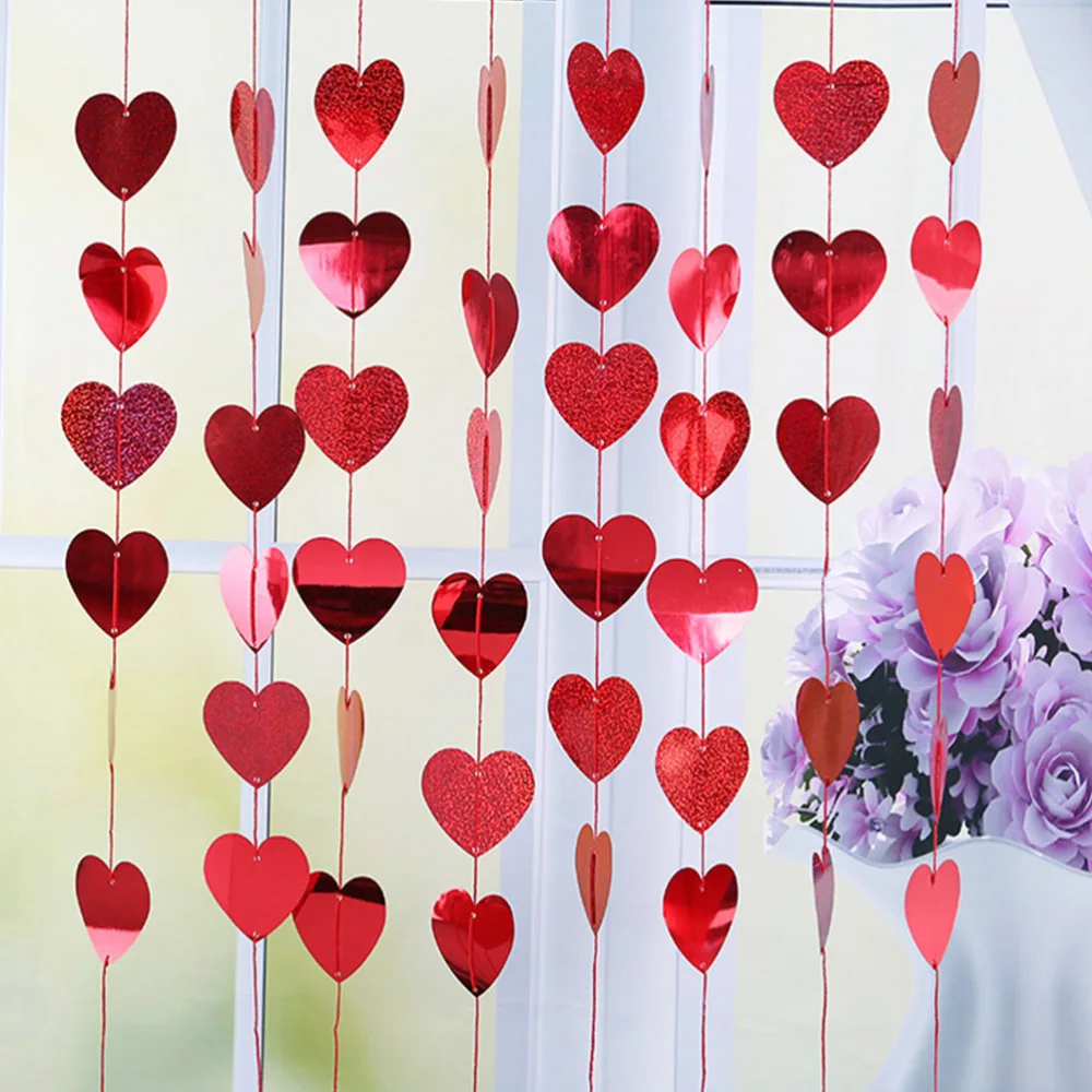 12pcs Valentine Hanging Decors Decorative Heart Decors Party Layout Decors