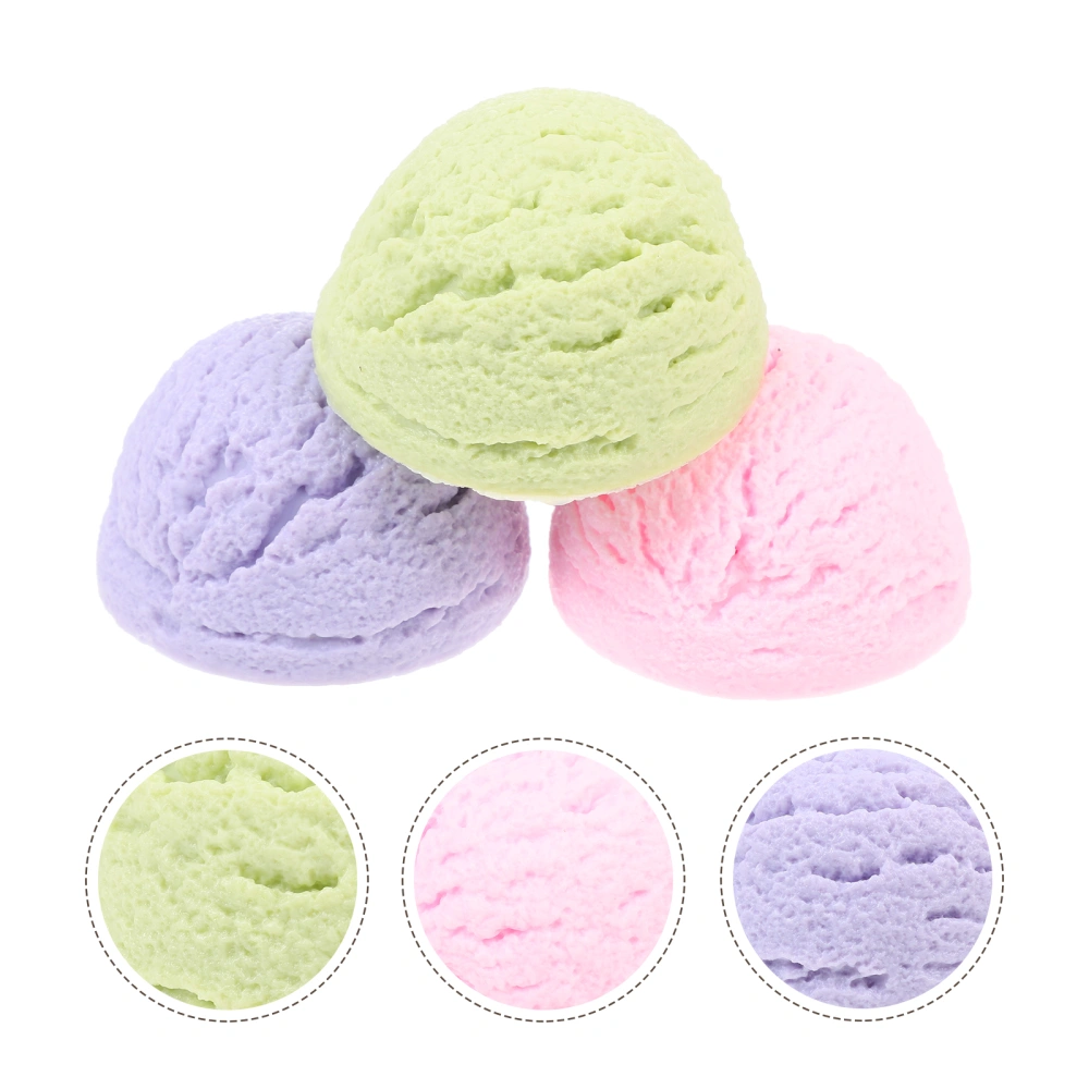 3Pcs Simulated Ice Cream Balls Lifelike Ice Cream Props Decorative Ice Cream Balls Showcase Props