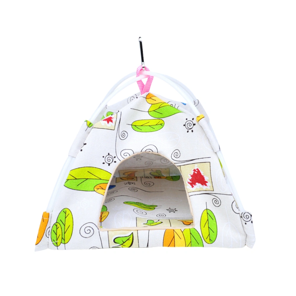 Leaves Design Bird Perch Tent Cage Hanging Bird Hammock Premium Hanging Pet Cave House Parrot Sleeping Tent Hideaway Pet Supplies- Size S