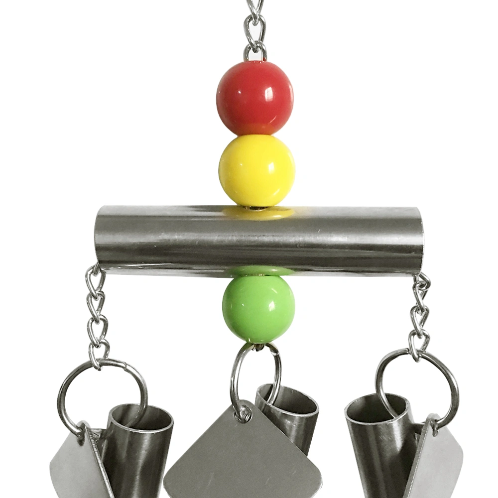 Stainless Steel Bell Bird Toy for Medium and Large Sized Parrot and Squirrel (Random Beads Color)