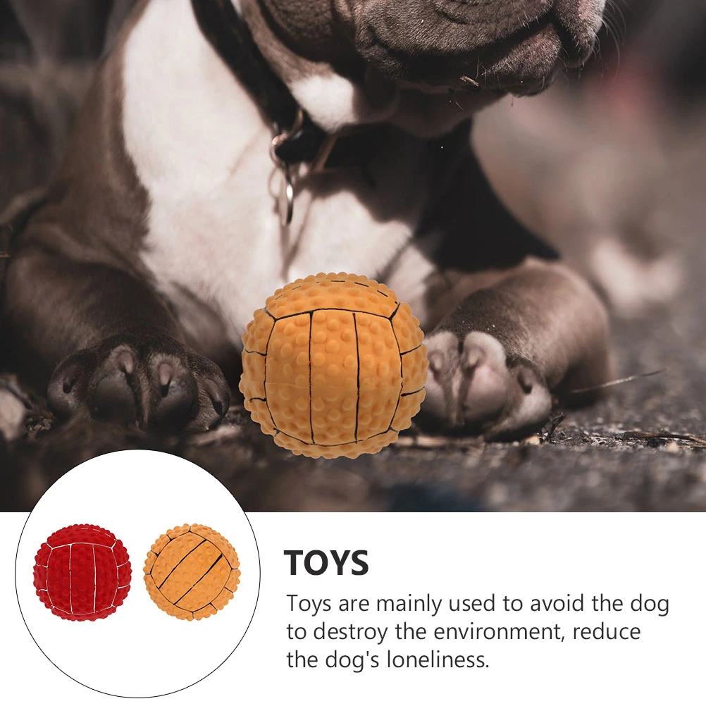 2 Pcs Volleyball Shape Dog Chewing Toy Squeaky Dog Toys Pet Interactive Toys