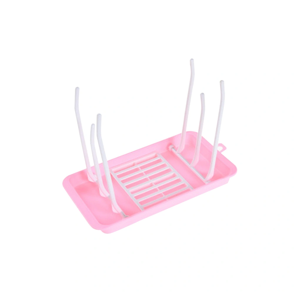 Baby Bottle Drying Rack Foldable Bottle Nipples Sippy Cups Countertop Dryer Rack Holder for Baby Toddler Infants (Pink)