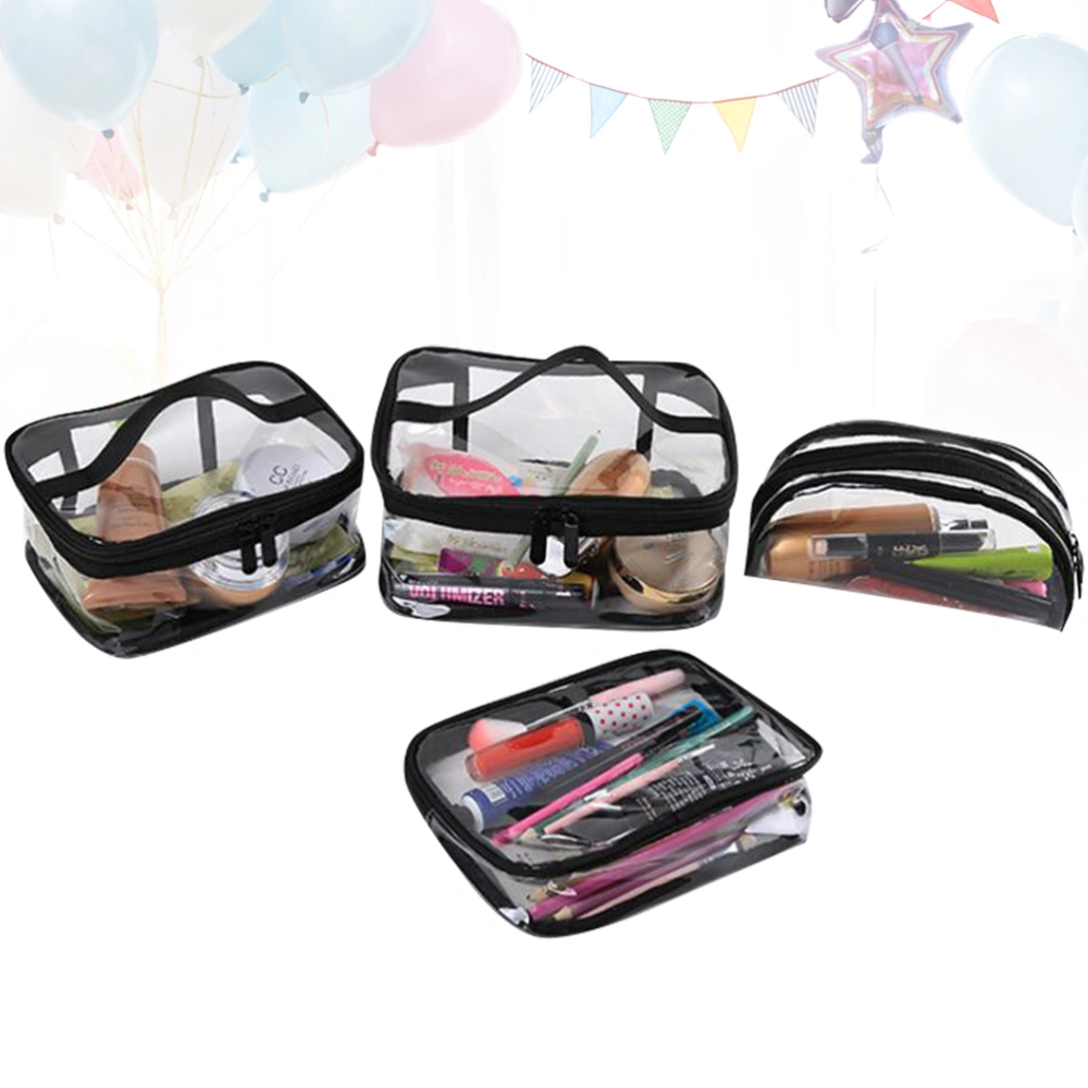 4pcs Clear Casual Storage Bags Cosmetic Bags Portable PVC Makeup Pouches Wash Bags Multifunctional Storage Organizers for Travel (Mixed Style)