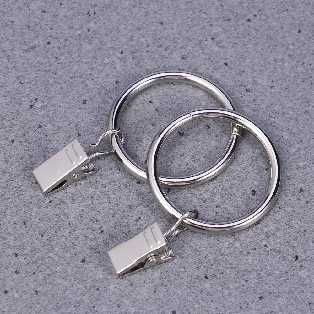 20pcs Vintage Rustproof Drapery Ring with Hook Curtain Clip Ring (Silver)