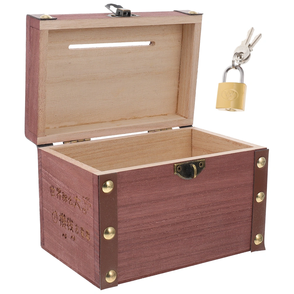 1 set of Wooden Jewelry Storage Box Ring Storage Container Money Box with Lock