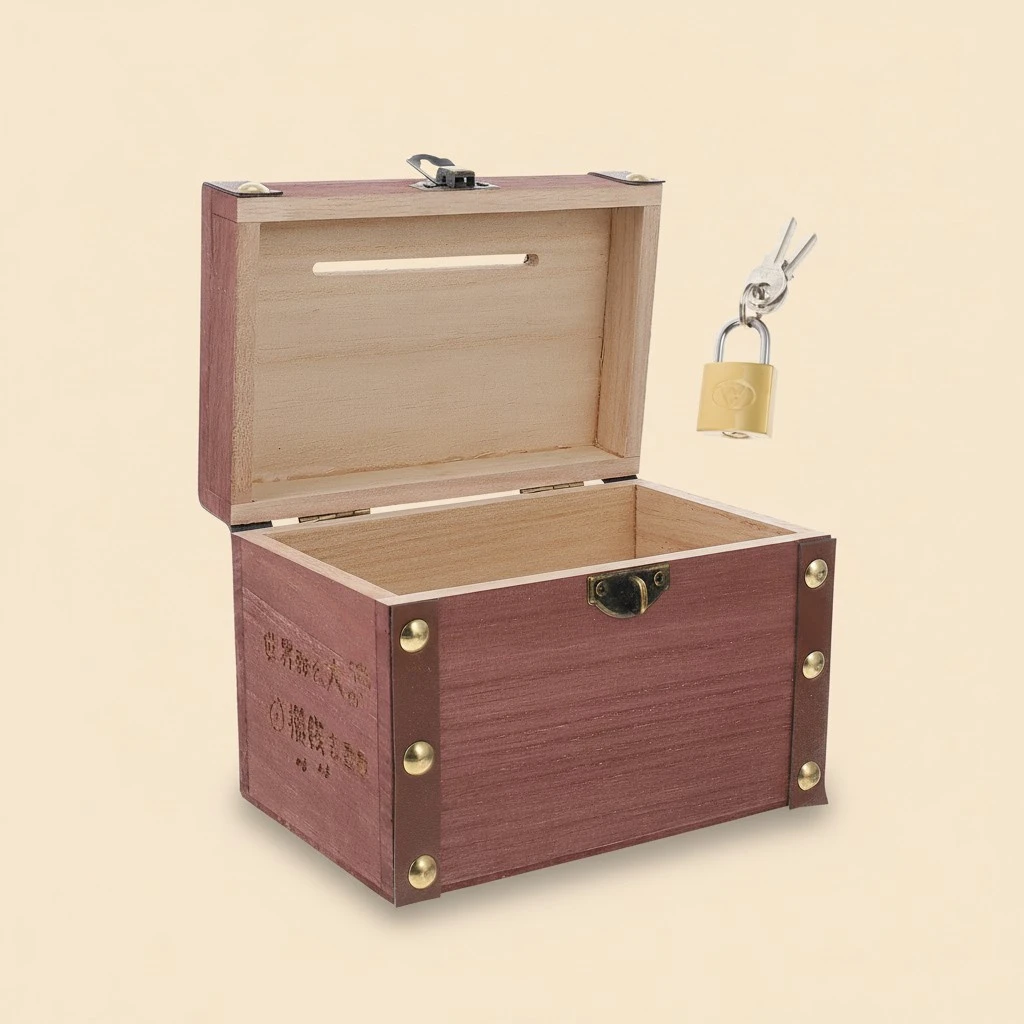 1 set of Wooden Jewelry Storage Box Ring Storage Container Money Box with Lock
