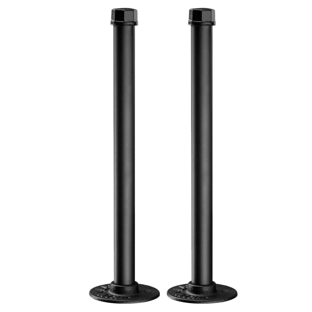 2pcs Iron Art Rural Industrial Wind Industry Pipe Support Rack Wall Floating Shelf Holder Bracket Stand (Black)