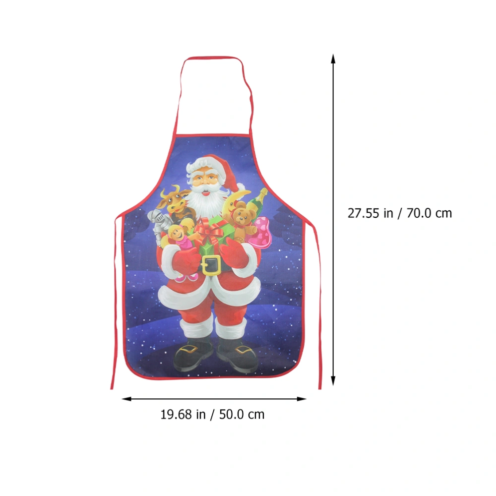 2pcs Christmas Santa Claus Snowman Printed Aprons Chef Kitchen Protective Apron