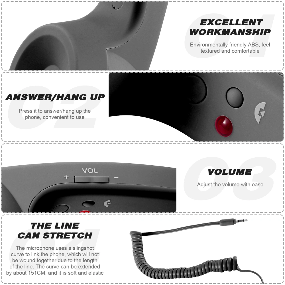 UKCOCO Cell Phone Handset Mobile Phone Old-style Handset Receiver Cellphone Retro Handset (Black)