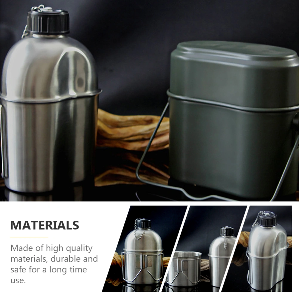 Stainless Steel Military Canteen Portable Water Bottle Practical Camping Kettle