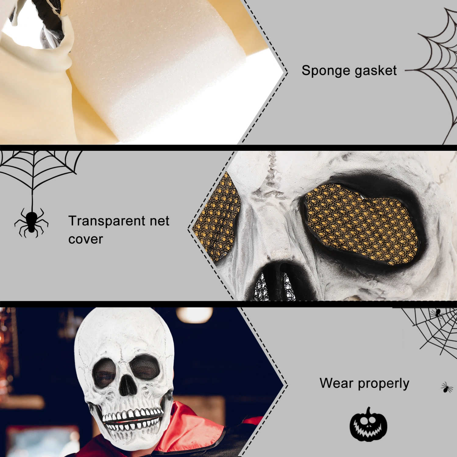 1 Pc Skeleton Mask Scary Skull Mask Halloween Performance Prop Party Decors