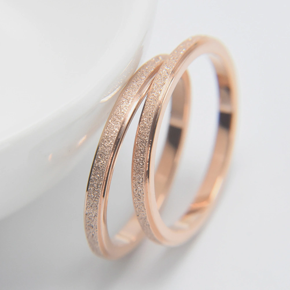 Titanium Steel Ring Exquisite Finger Ring Couple Ring Dull Polish Ring for Men Women Size 10 Rose Gold