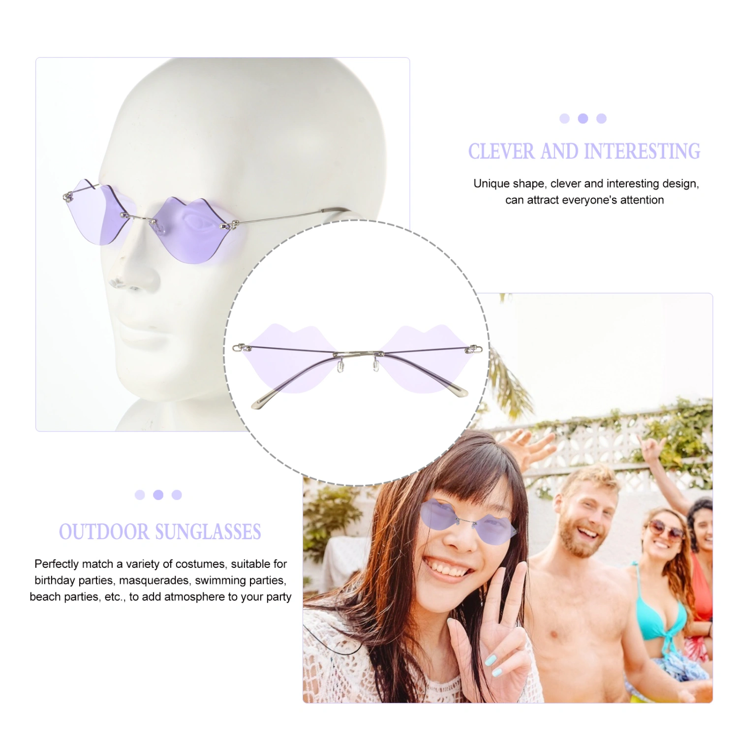 1 pair of Lip Design Sunglasses Sun Glasses Women Sun Glasses Travel Gift