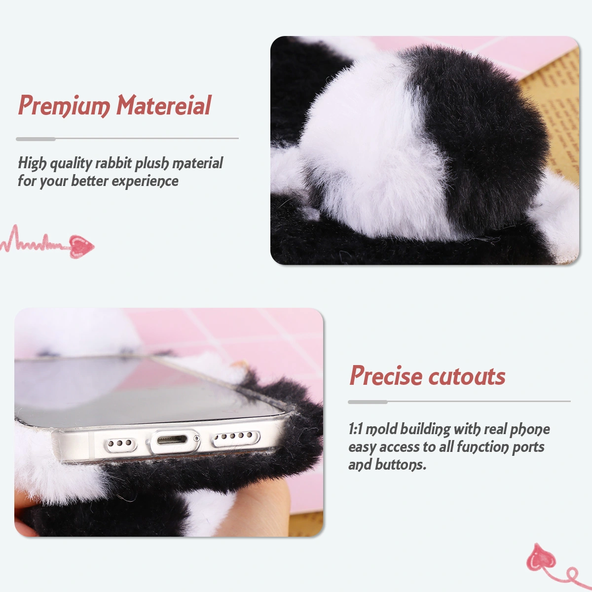 Plush Rabbit Phone Case Lovely Fashion Women Phone Shell Compatible with LG K40