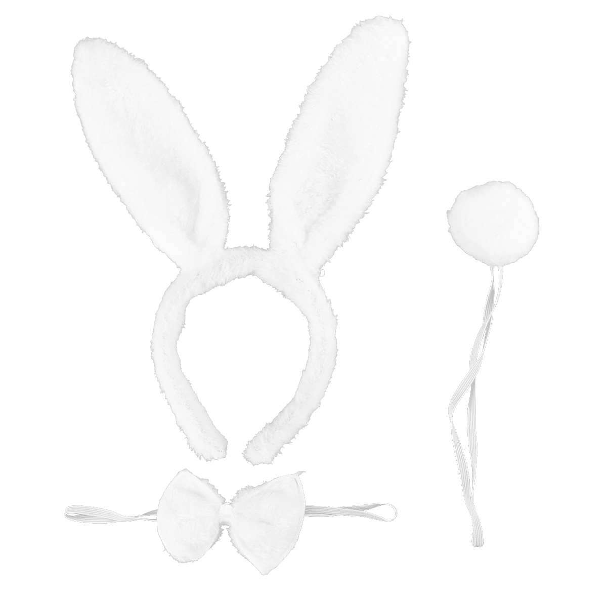 2 Sets Cosplay Rabbit Supplies Bunny Ears Headband Bow Ties Tail Set Party Plush Costume for Kids Girls