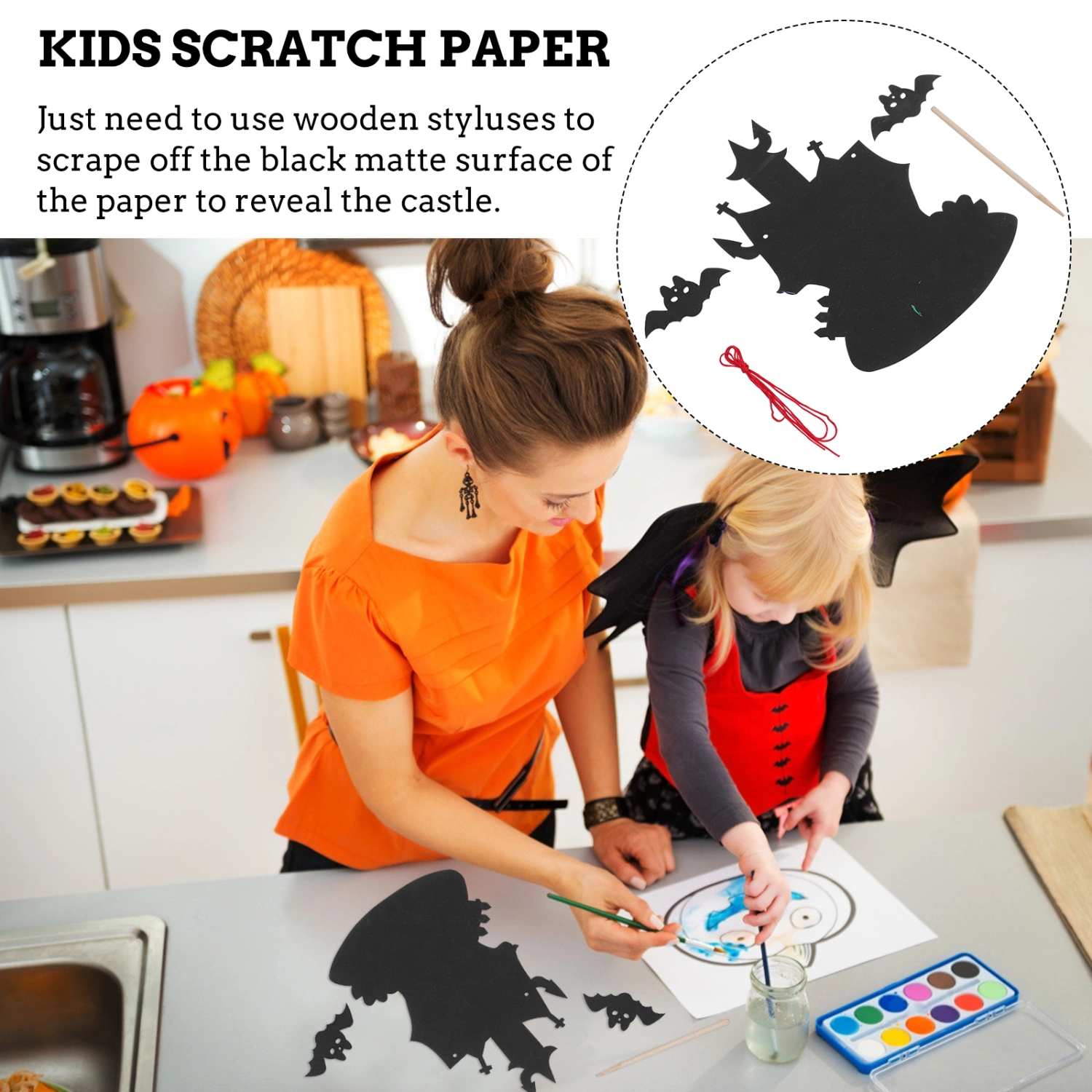 4 Sets Rainbow Scratch Paper Halloween Graffiti Scratch it Off Paper Crafts