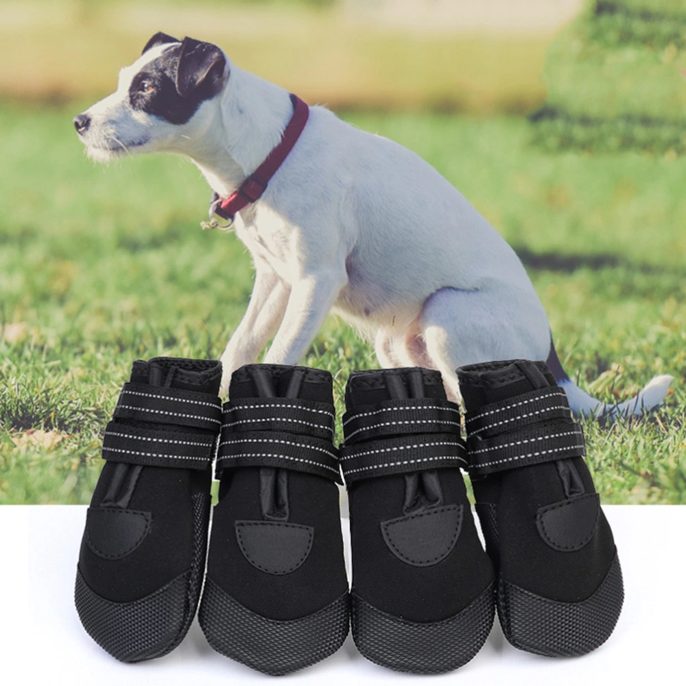 4Pcs Little Pet Dog Puppy Anti-slip Luminous Rain Snow Boots Candy Colors Rubber Waterproof Boots Shoes Size 1 (Black)