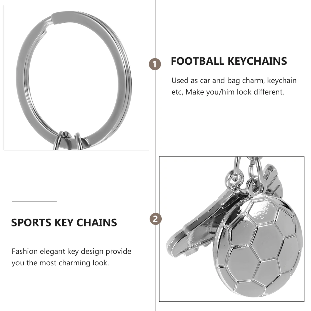 5pcs Alloy Creative 3D Football and Sports Shoes Keychains Soccer Key Rings Sports Key Chains Girl/Boy Friend Gift(Silver)