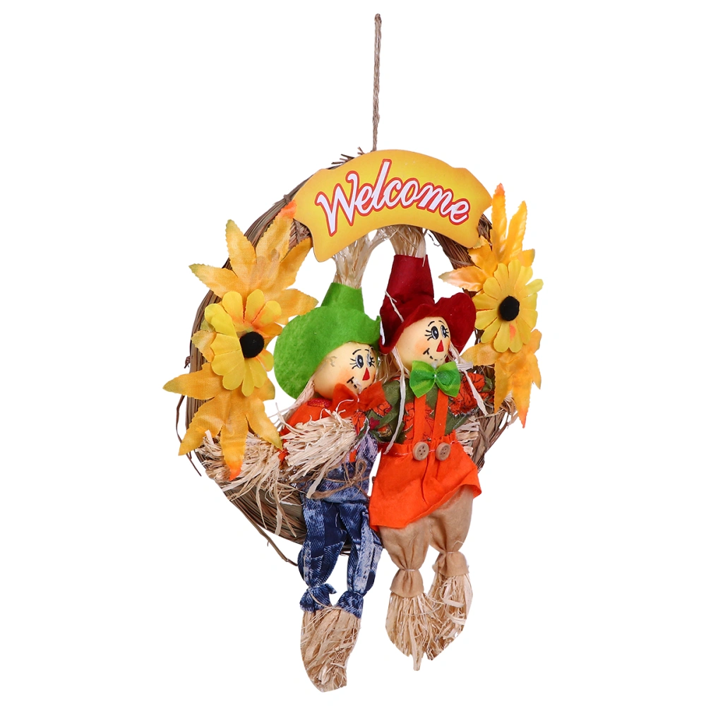 Halloween Hanging Scarecrow Wreath Lovers Hanging Scarecrow Wreath for Garden