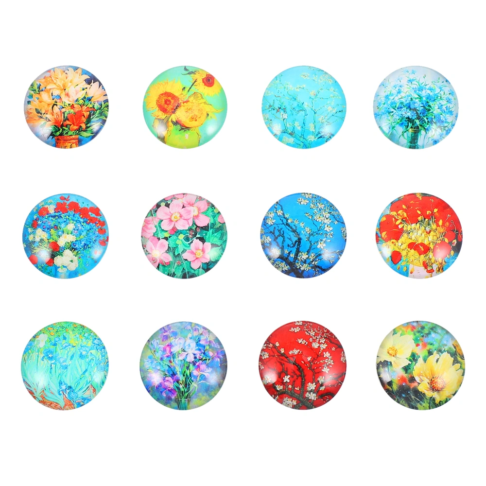 12pcs Glass Patches DIY Jewelry Making Patches Flower Glass Patch Accessories