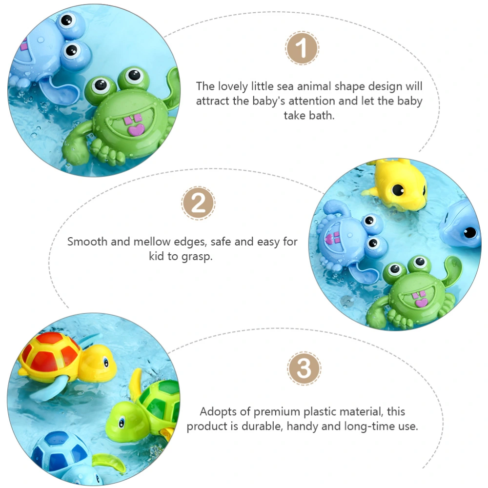 3pcs Cartoon Baby Bath Toys Funny Kid Wind-up Sea Animal Bathroom Playthings