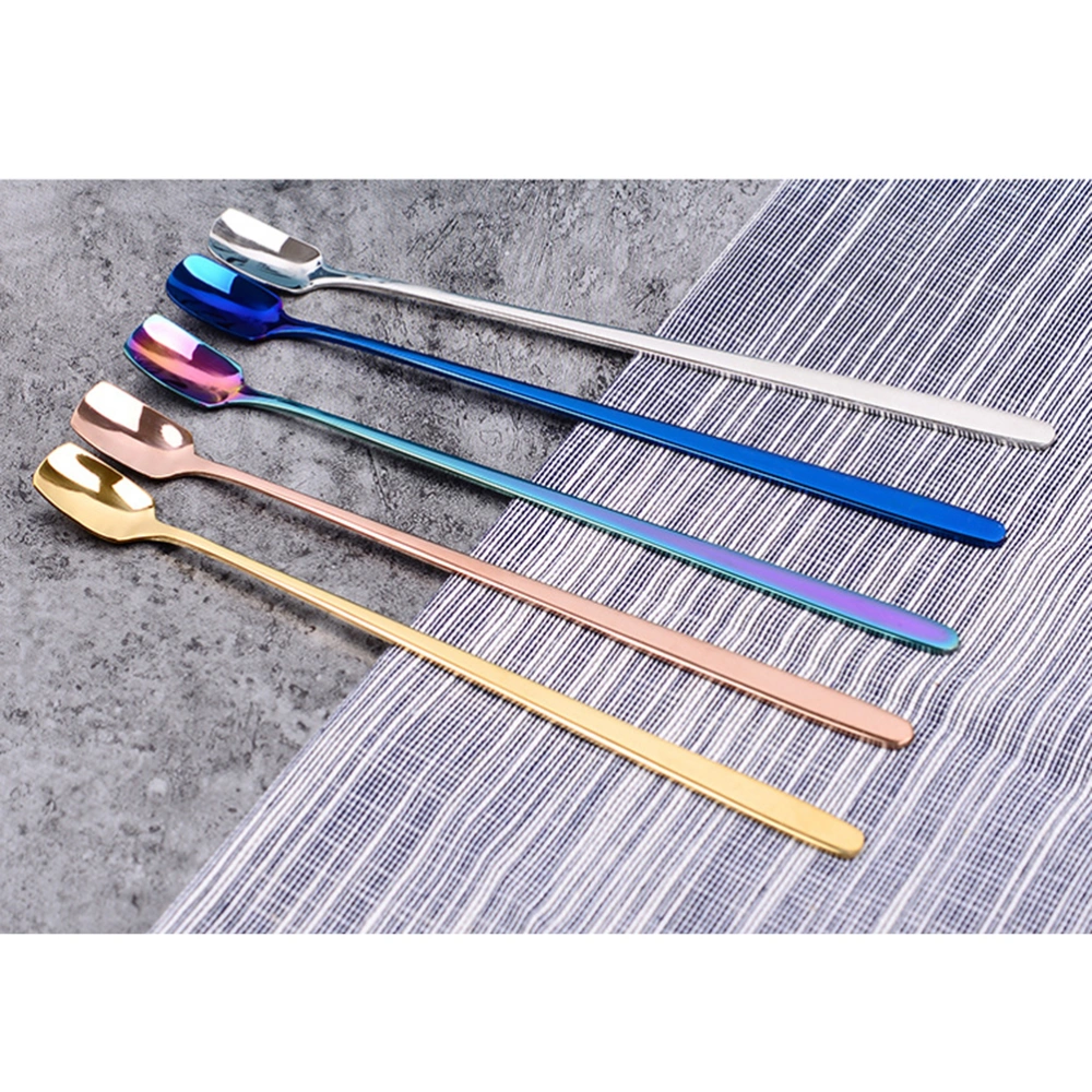 Stainless Steel Stirrer Cocktail Coffee Swizzle Martini Beverages Fruit Juice Milk Stick Stir Rod 17x1.5cm (Rose Gold)