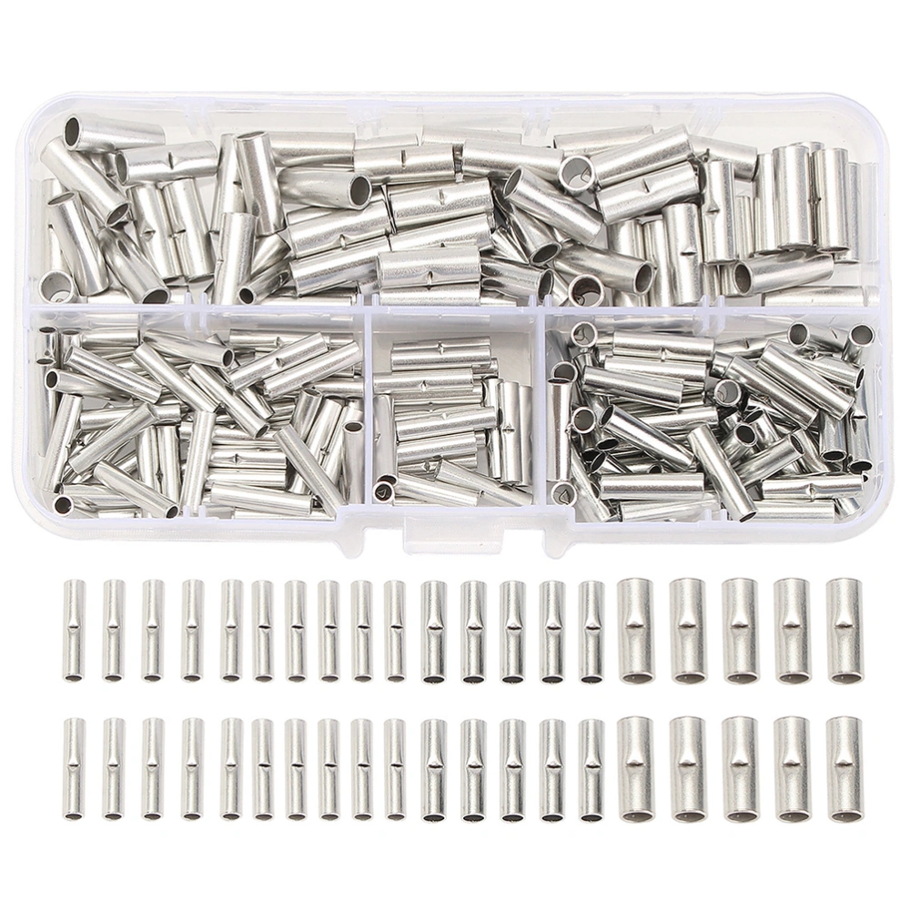 200pcs Butt Wire Connector Copper Tinned Splice Crimp Terminal Sleeve Bare Terminals Crimping Connectors Kit