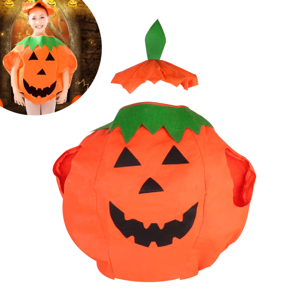 TINKSKY Funny Kids Children's Halloween Lantern Face Pumpkin Non-woven Costume Shirt Clothes with Beanie Hat (Orange)