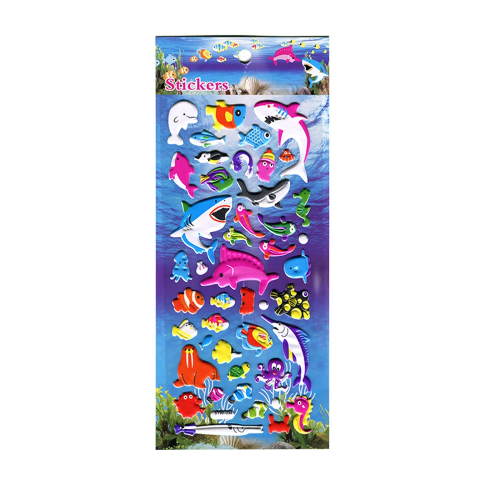 10pcs Cartoon Bubble Sticker Stereoscopic 3D Sticker Bubble Paste Sea Animal Sticker for Kids Children Mixed Pattern