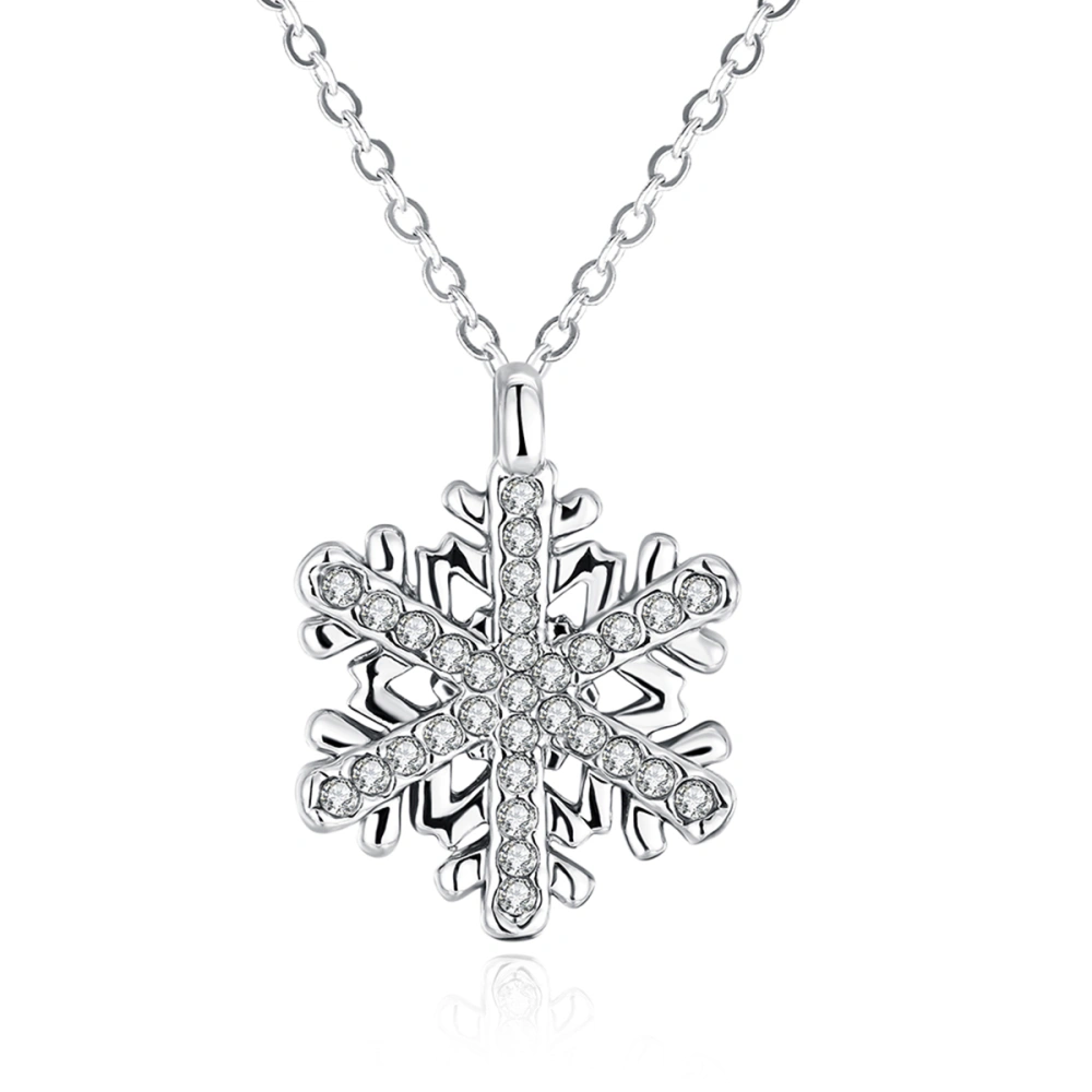 Sonwflake Pendant Neckalce Czech Diamond Neckalce for Women Girls Jewelry Decoration (Platinum）